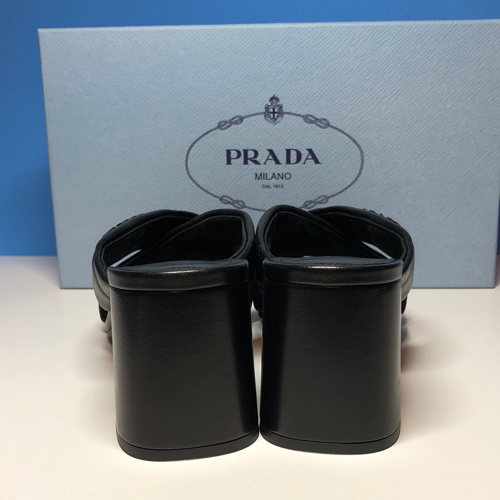 New Authentic Prada Black Leather Mules for Women Size 38! - Picture 6 of 12